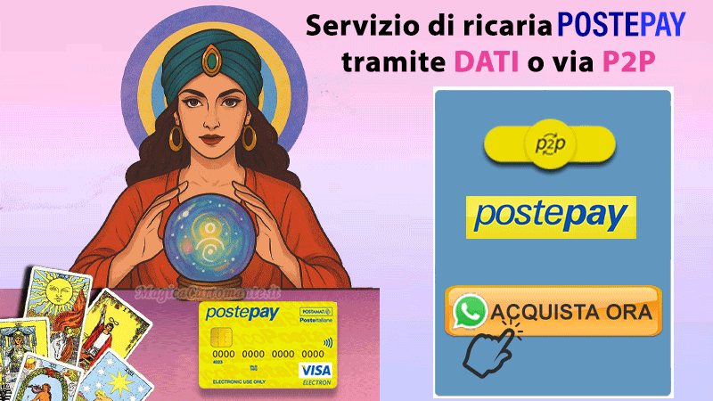 Servizio di ricarica Postepay per cartomanzia al telefono